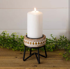 Beaded pillar candle stand, small