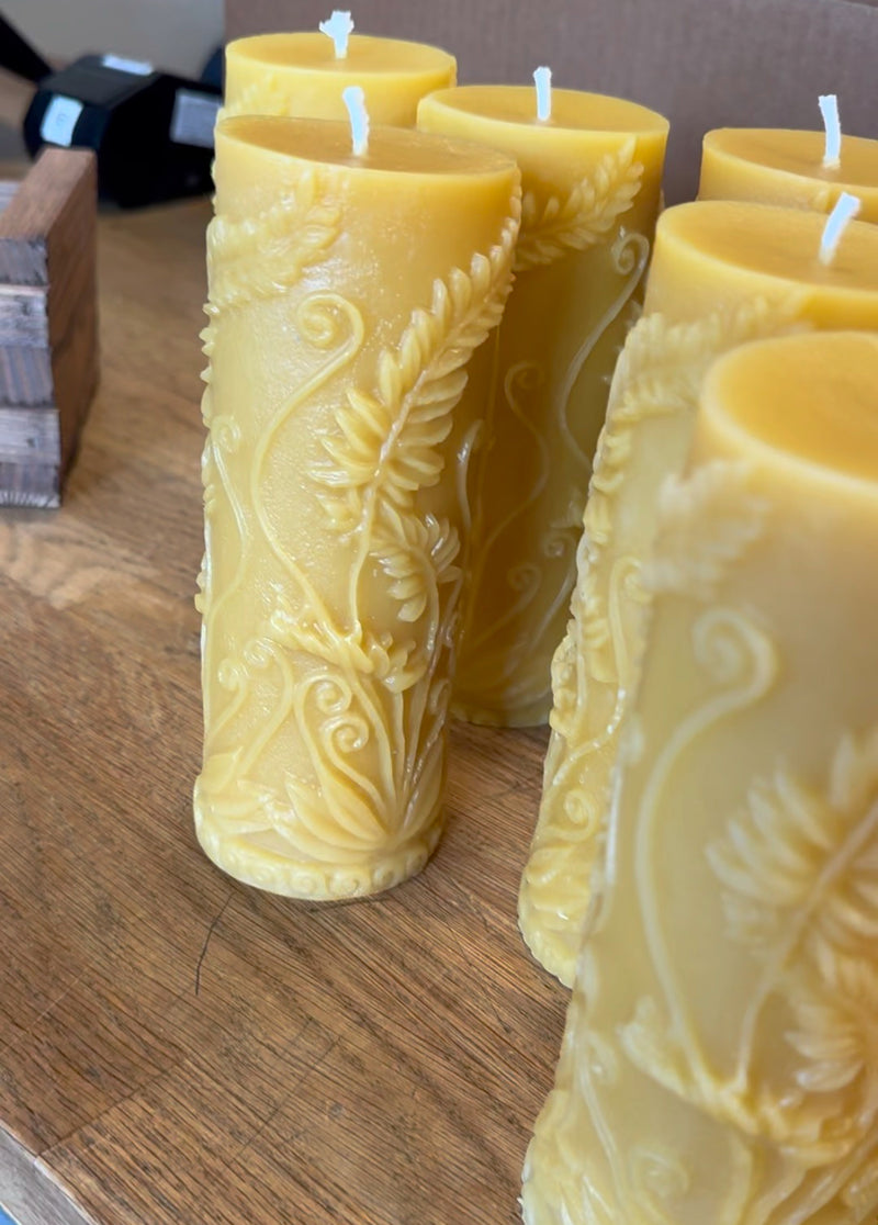 Decorative Pillar Beeswax Candle