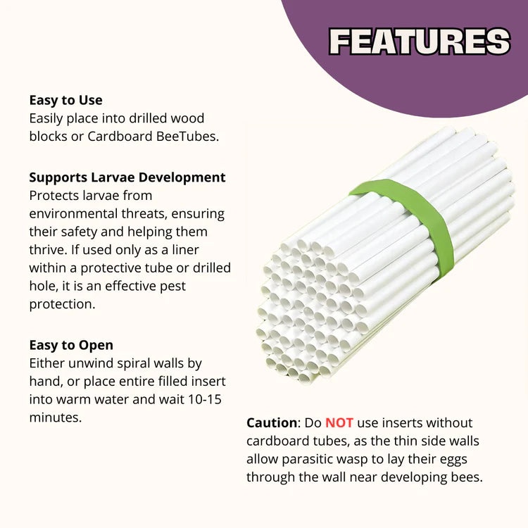 Spring Inserts for Mason Bees – 8mm 50 ct