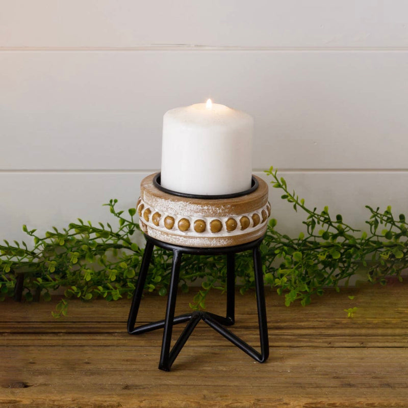 Beaded pillar candle stand, Lg.