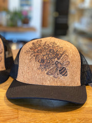 Hand burned cork hats by Piper