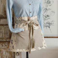 Half apron - black and white botanicals